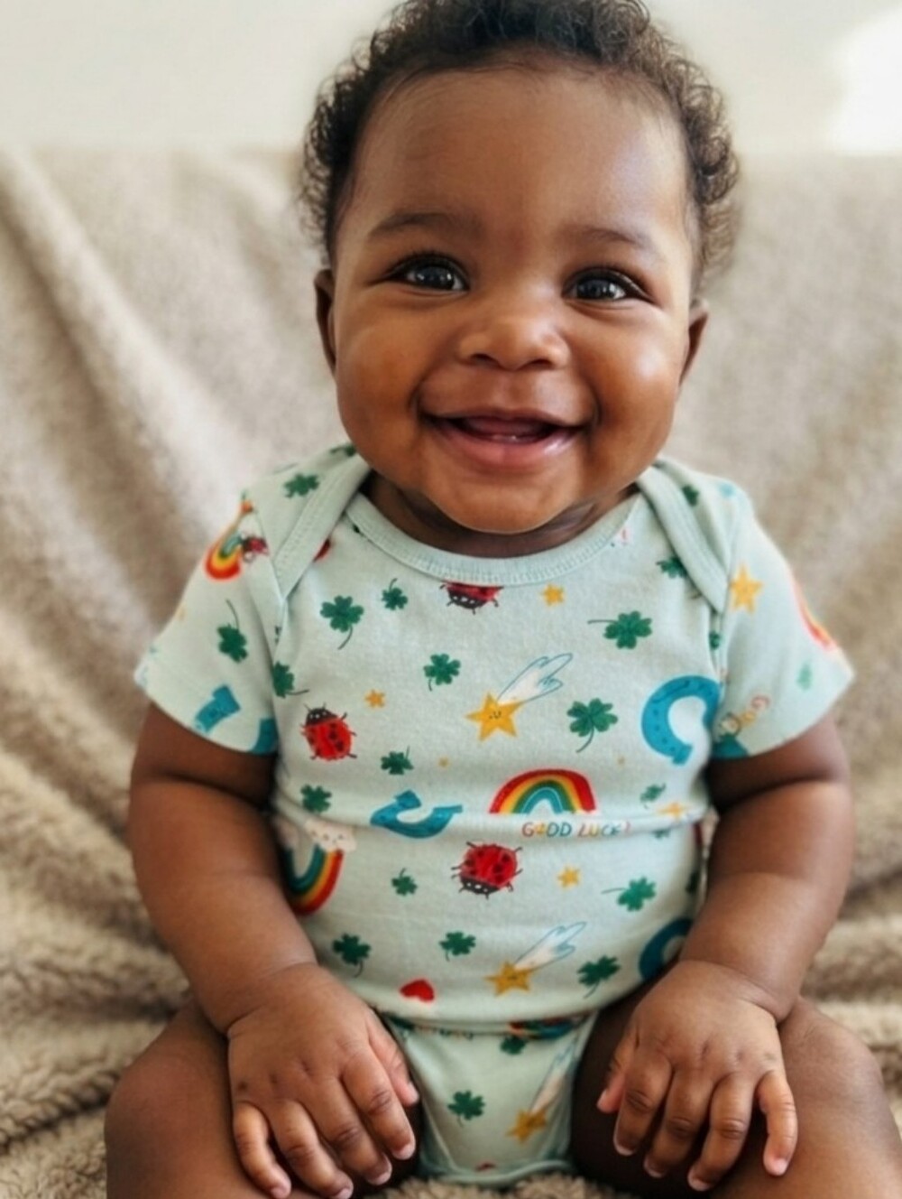 Old Navy 3-6M Colorful Kids One Piece with Rainbow and Ladybug Print